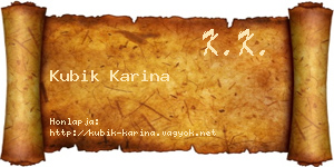 Kubik Karina névjegykártya